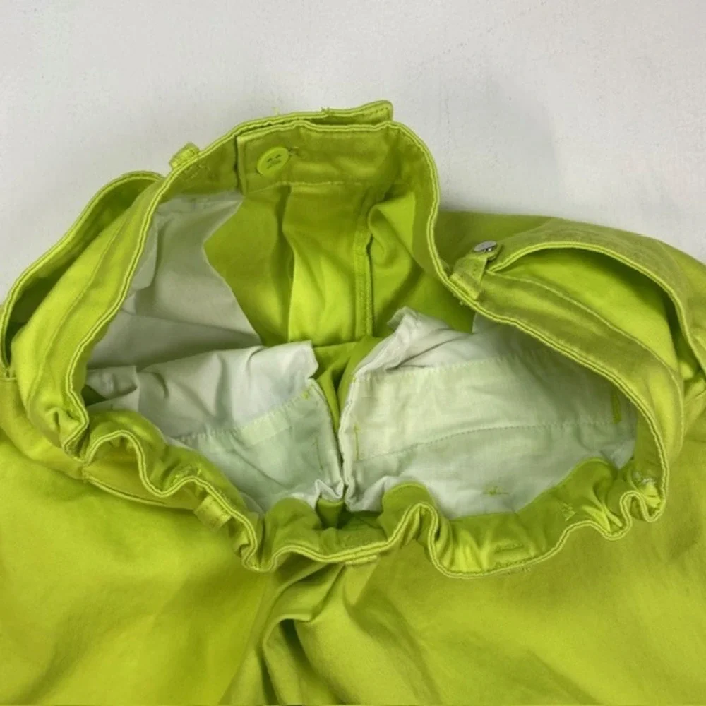 Lauren Ralph Lauren Neon Lime Green Bermuda Golf Shorts‎ Side Zip Pocket Womens